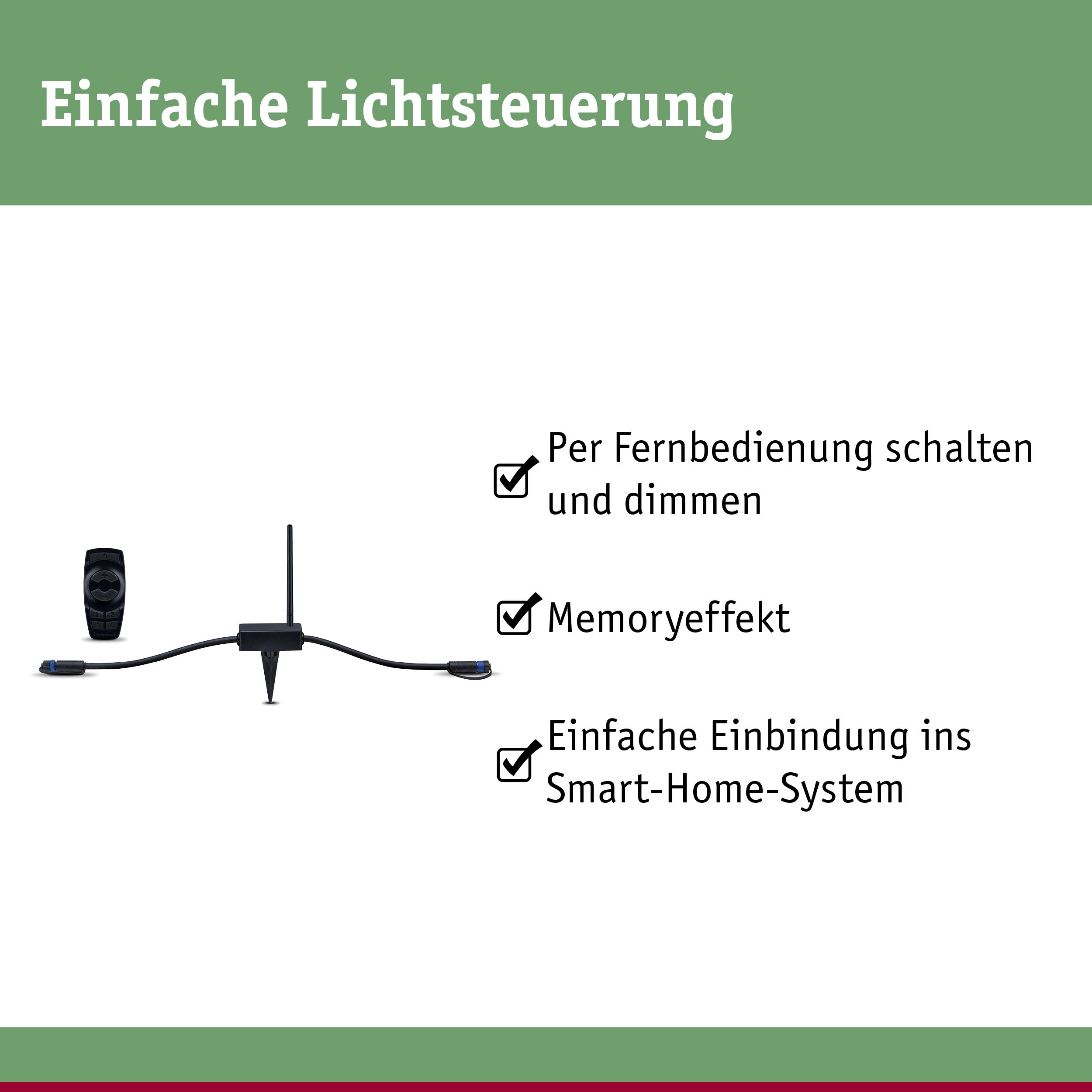 Schwarze Fernbedienung und Steuergerät für einfache Lichtsteuerung mit Smart-Home-Anbindung.