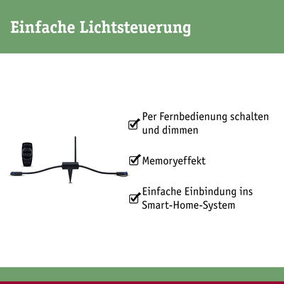Schwarze Fernbedienung und Steuergerät für einfache Lichtsteuerung mit Smart-Home-Anbindung.