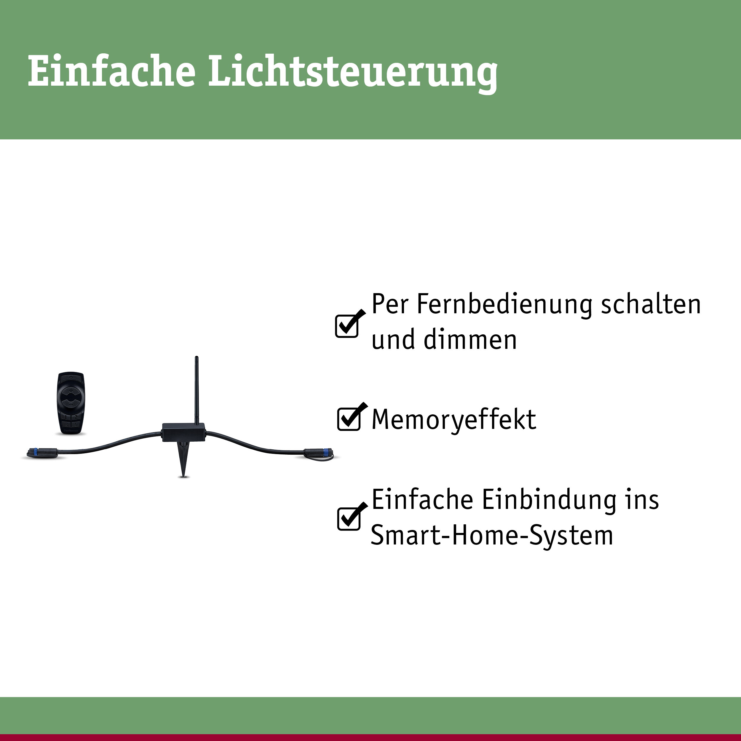 Schwarze Fernbedienung und Steuergerät mit Antenne für einfache Lichtsteuerung im Smart-Home-System