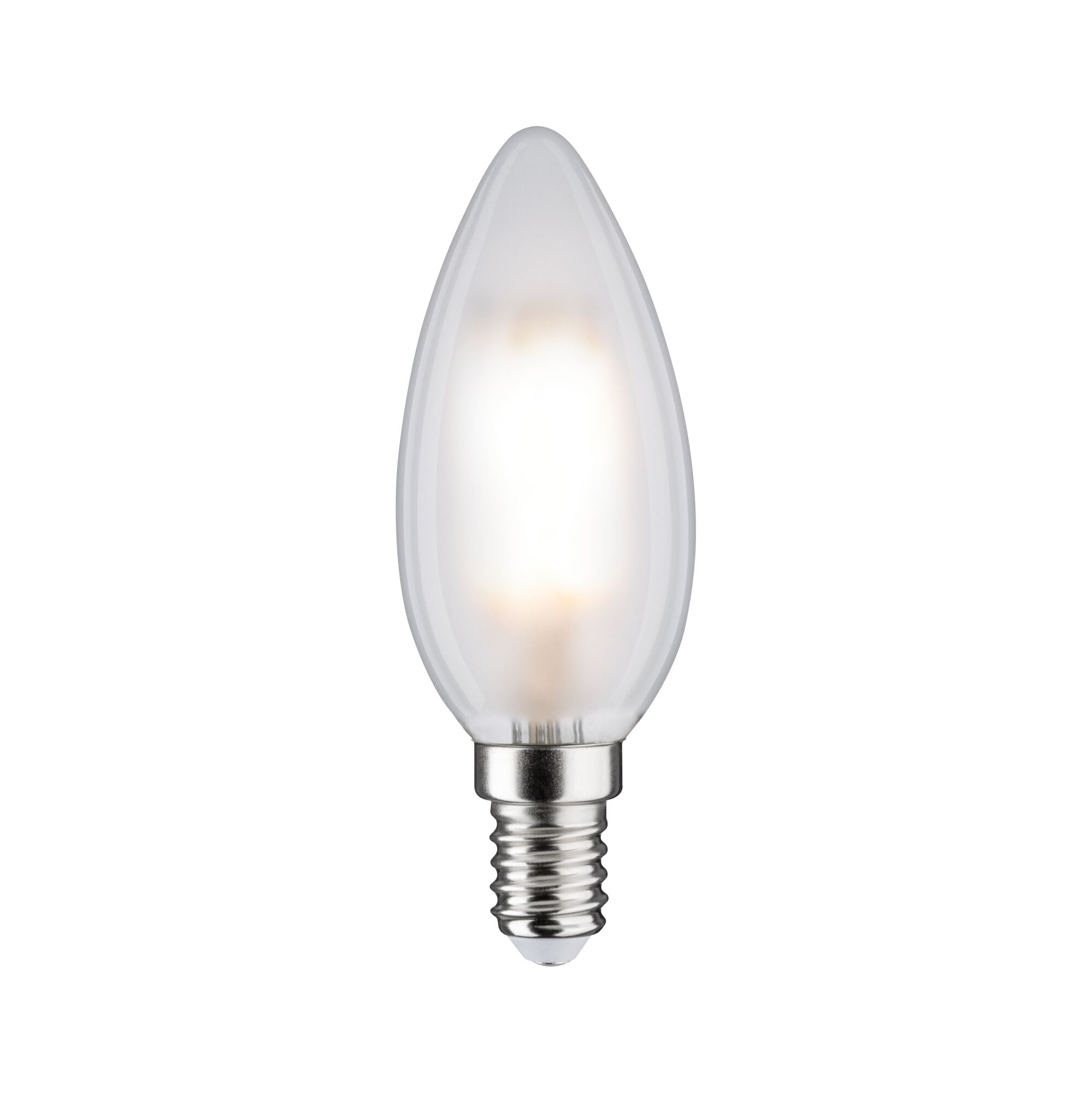 Mattweiße LED-Kerzenlampe mit E14-Fassung aus Glas für energiesparende Beleuchtung