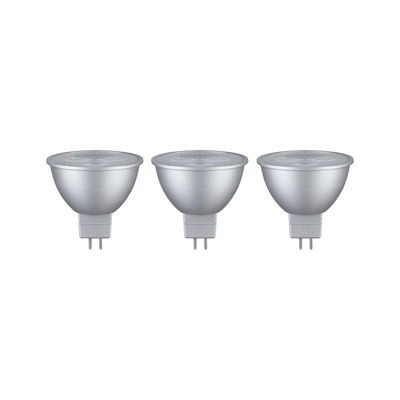 Trois ampoules LED réflecteurs argentées avec base GU5.3 pour éclairage économique
