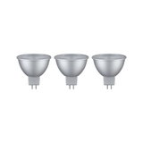 Drei silberne LED-Reflektorlampen mit GU5.3 Sockel für energiesparende Beleuchtung
