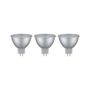 Drie zilverkleurige LED-spotlampen met GU5.3 fitting voor energiezuinige verlichting