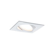 White square metal recessed spotlight with adjustable LED light for modern interior lighting solutions