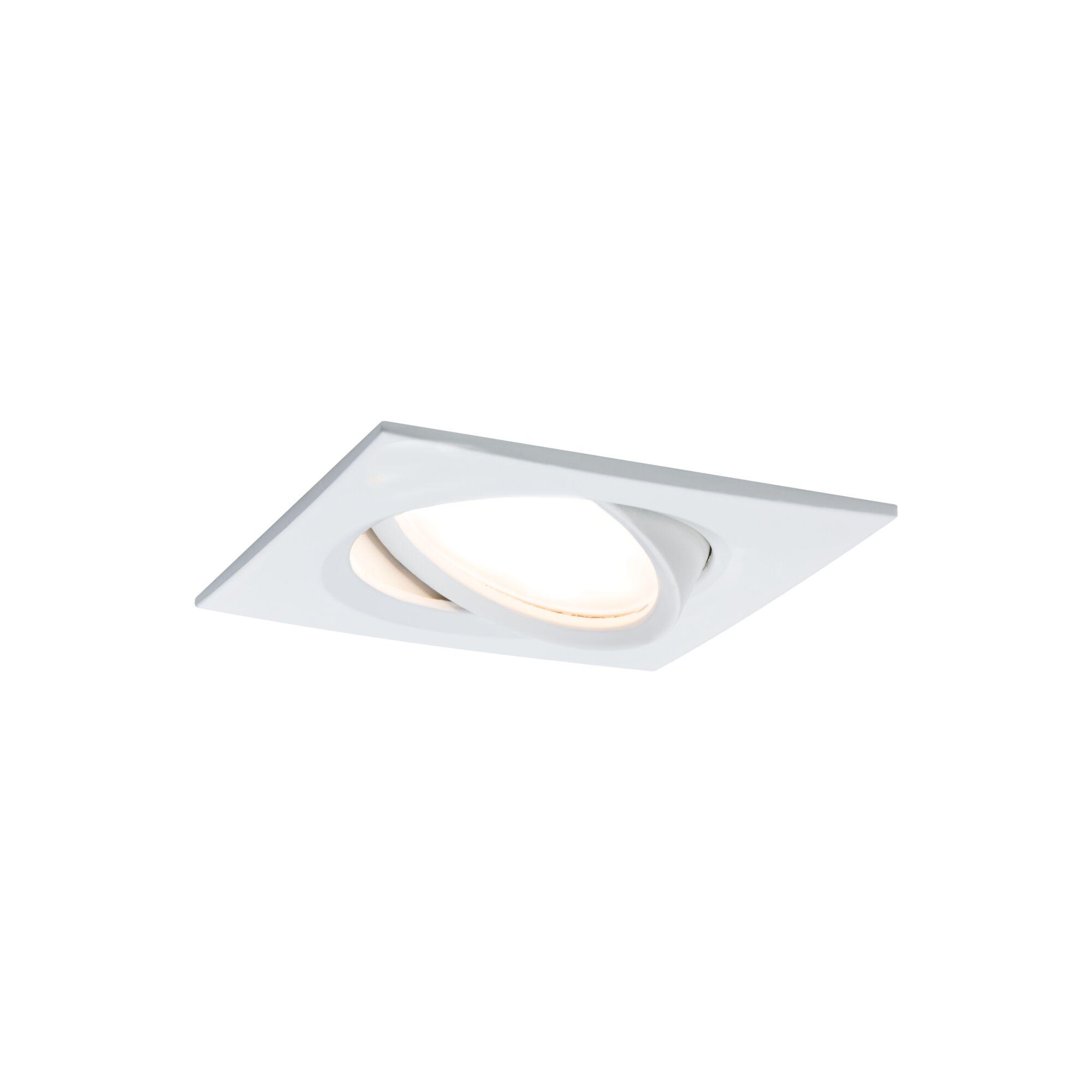 White square metal recessed spotlight with adjustable LED light for modern interior lighting solutions