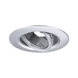 Runder Einbaustrahler aus silbernem Metall mit schwenkbarem Innenring für flexible LED-Beleuchtung