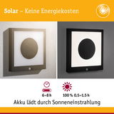 Solarbetriebene Wandlampe in Schwarz und Grau mit integriertem Akku und Bewegungsmelder für Außenbereiche