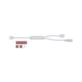 White LED connector cable with adapter and adhesive pads for flexible indoor lighting setups