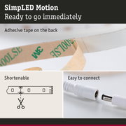 SimplLED Motion LED strip with adhesive tape back, easy to connect and shorten for lighting setups