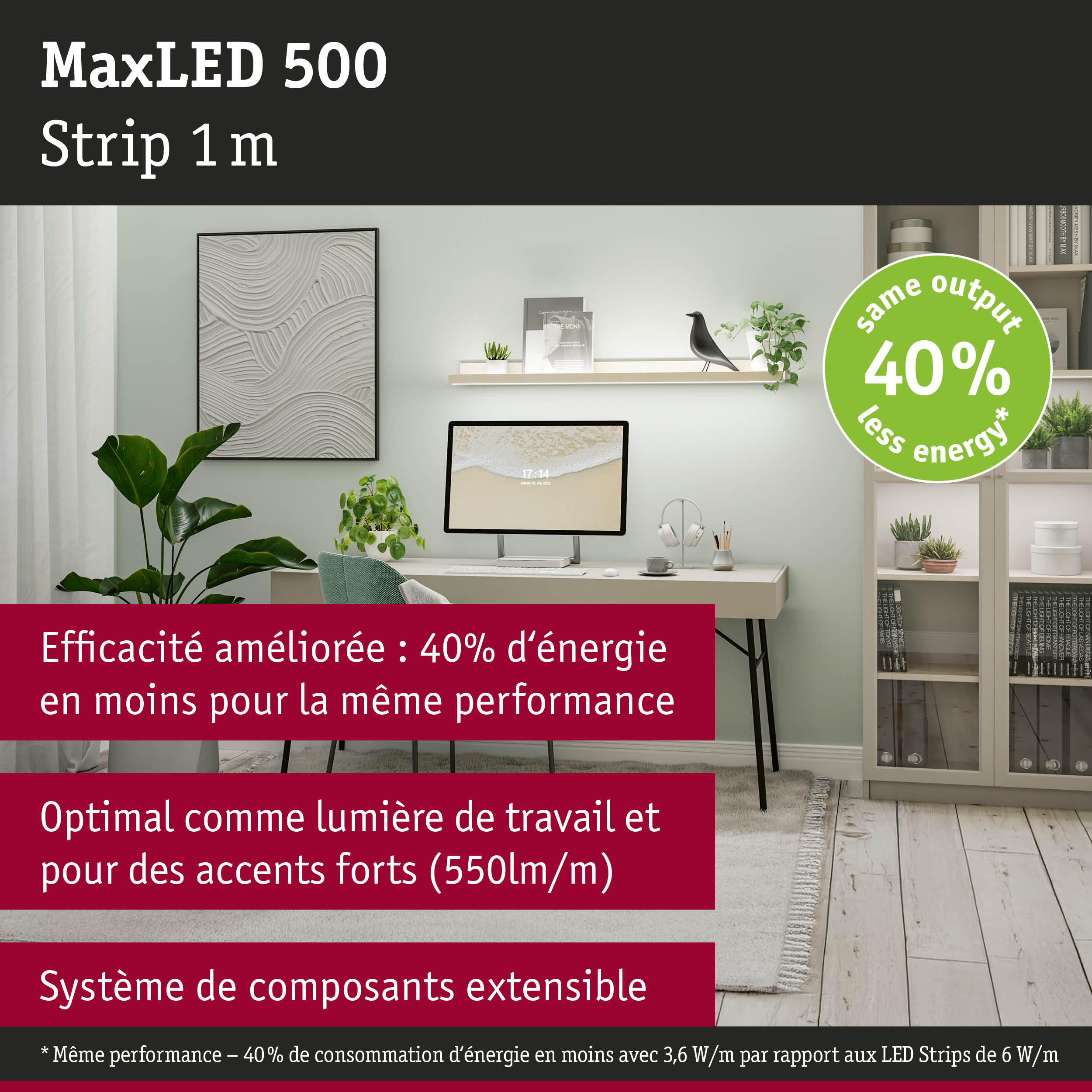 Bande LED MaxLED 500 1 m blanche pour éclairage économique et accents lumineux intérieurs