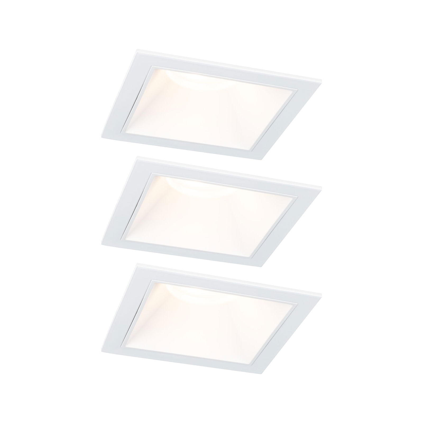 LED Einbauleuchte 3-Step-Dim Cole Coin Basisset IP44 eckig 88x88mm Coin 3x6W 3x470lm 230V dimmbar 2700K Weiß