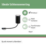 Zwarte LED-inbouwspot met kabel voor flexibele lichtscenering en eenvoudige montage
