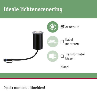 Zwarte LED-inbouwspot met kabel voor flexibele lichtscenering en eenvoudige montage