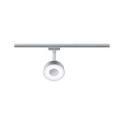 Moderner runder LED-Schienenstrahler in Aluminiumfarben mit weißem Licht für flexible Raumbeleuchtung