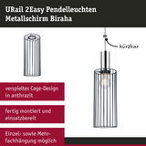 URail 2Easy Pendelleuchte mit anthrazitfarbenem Metallkäfigschirm, kürzbar und fertig montiert