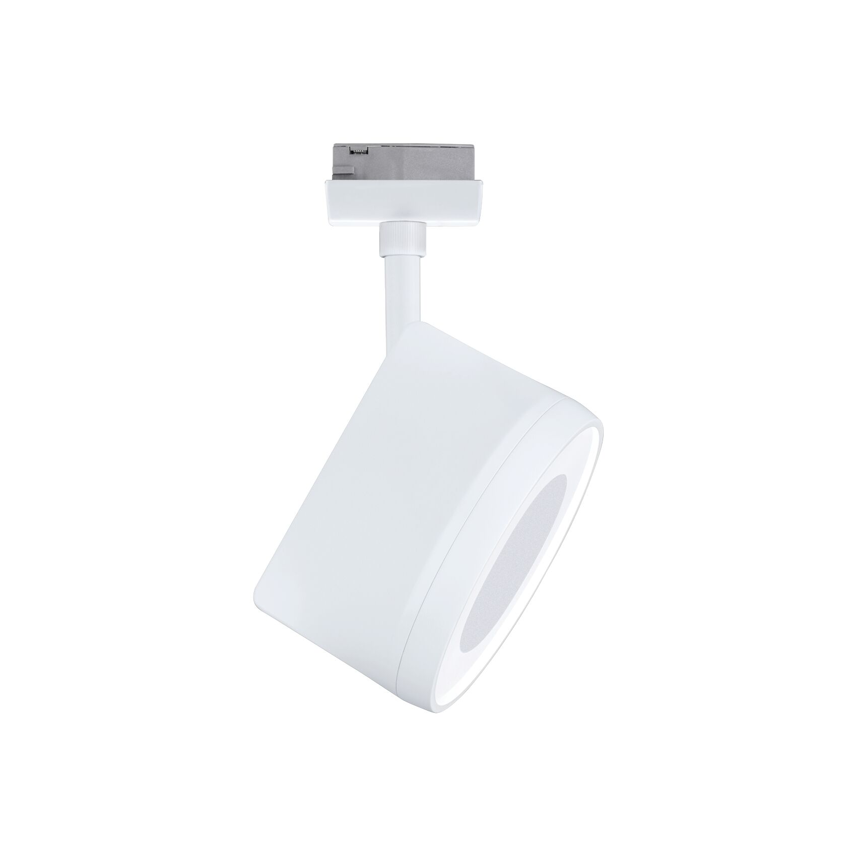Moderner weißer LED-Spot aus Kunststoff für Schienensysteme, energiesparende Beleuchtungslösung