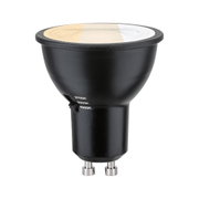 Schwarze GU10 LED-Lampe mit einstellbarer Farbtemperatur 2700K bis 4000K für Wohnraumbeleuchtung
