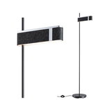 Lampadaire moderne avec abat-jour en feutre noir et structure métallique, lampe LED dimmable.