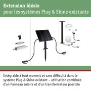 Panneau solaire noir avec piquet de terre et câbles pour extension système d'éclairage Plug & Shine
