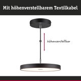 Schwarze LED-Hängeleuchte mit höhenverstellbarem Textilkabel für moderne Wohnräume