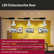 LED Einbauleuchte Base in Weiß mit GU10 Leuchtmittel, 75 mm Einbautiefe, 230 V Direktanschluss