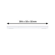 White plastic LED light bar measuring 304 x 18 x 18 mm for modern lighting solutions