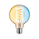 Gloeilamp met spiraalvormig LED-filament in warm wit en blauw glas voor decoratieve verlichting