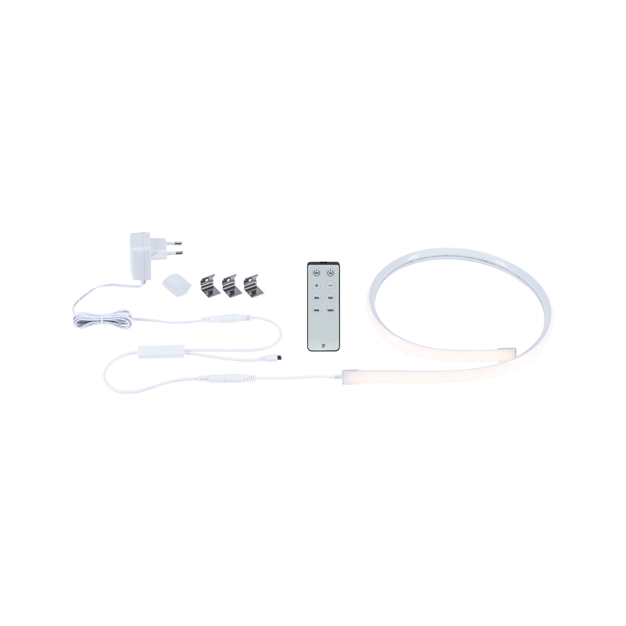 SimpLED Strip LED Delta Kit complet 1m revêtue 4,5W 660lm/m 3000K Bande LED blanche avec télécommande, adaptateur secteur et clips pour éclairage polyvalent