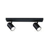 Plafonnier LED noir en métal avec deux spots orientables pour un éclairage intérieur moderne