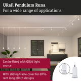 White URail Pendulum Runa pendant light with GU10 fitting and adjustable frame for versatile interior lighting