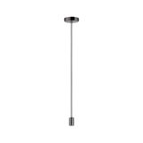 Black pendant cable with chrome metal socket and ceiling mount for LED lighting fixtures