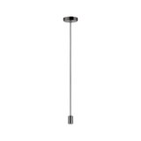 Black pendant cable with chrome metal socket and ceiling mount for LED lighting fixtures