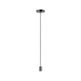 Black pendant cable with chrome metal socket and ceiling mount for LED lighting fixtures