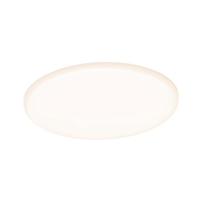Round LED ceiling light with white plastic cover for energy-efficient room lighting