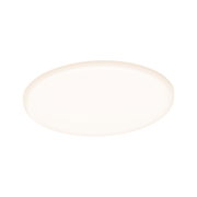 Round LED ceiling light with white plastic cover for energy-efficient room lighting