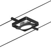 Schwarze LED-Seilstrahlerleuchte aus Metall mit quadratischem Design für moderne Beleuchtungssysteme