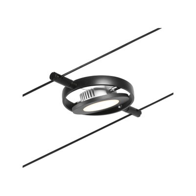 Schwarze LED-Seilstrahlerleuchte aus Metall mit rundem Design für moderne Innenbeleuchtung