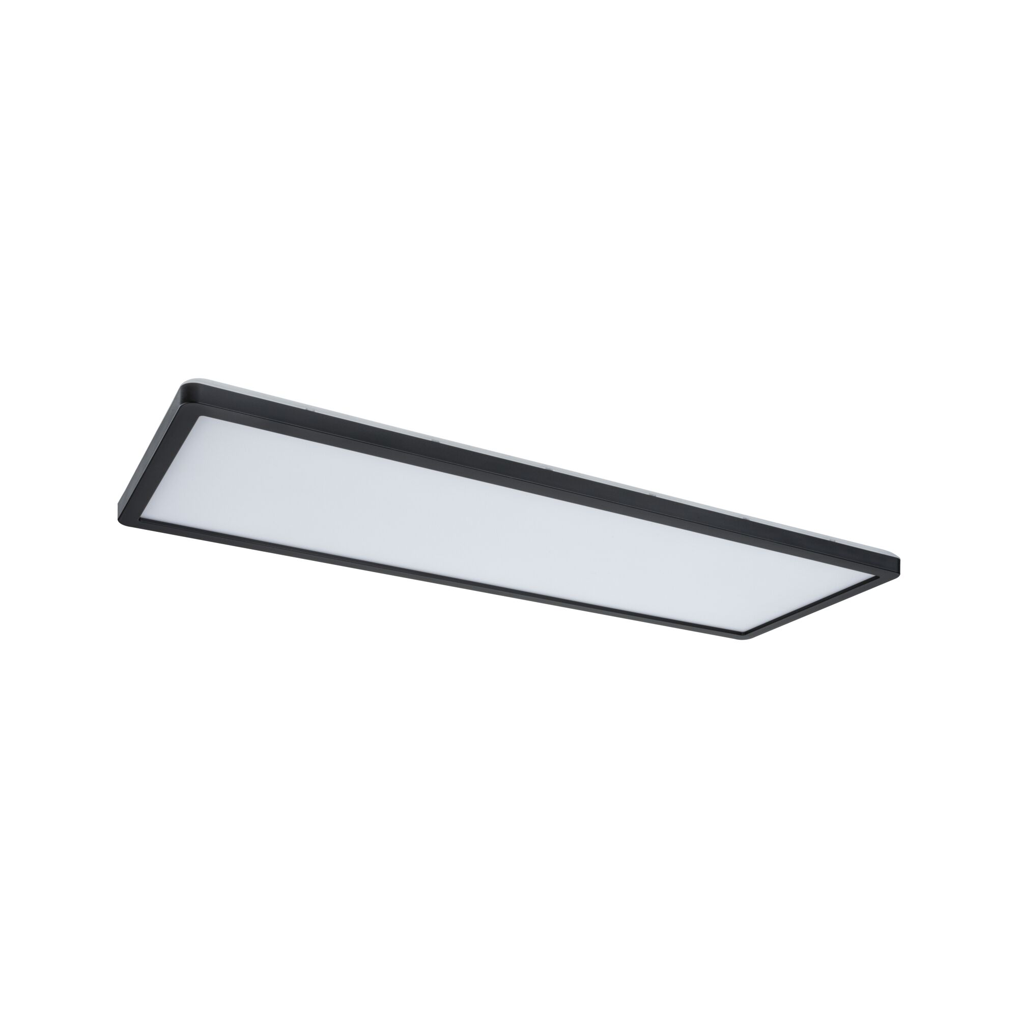 Rechteckige LED-Deckenleuchte mit schwarzem Rahmen und weißem Diffusor für moderne Innenbeleuchtung