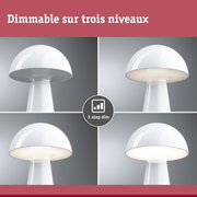 Lampe de table blanche en plastique avec intensité réglable sur trois niveaux pour intérieur