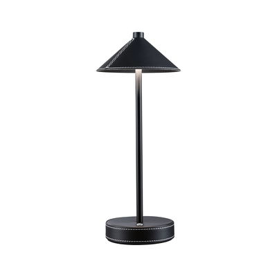Lampe de table noire en cuir avec couture blanche, lampe de bureau LED moderne.