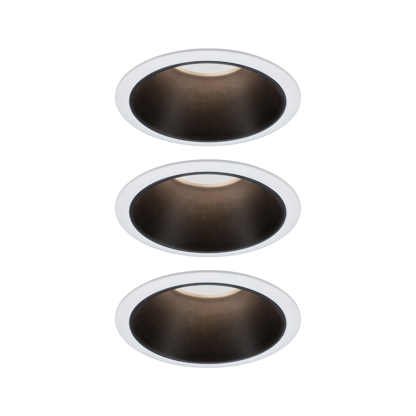 LED Recessed luminaire 3-Step-Dim Cole Coin Basic Set IP44 round 88mm Coin 3x6W 3x470lm 230V dimmable 2700K White/Black matt