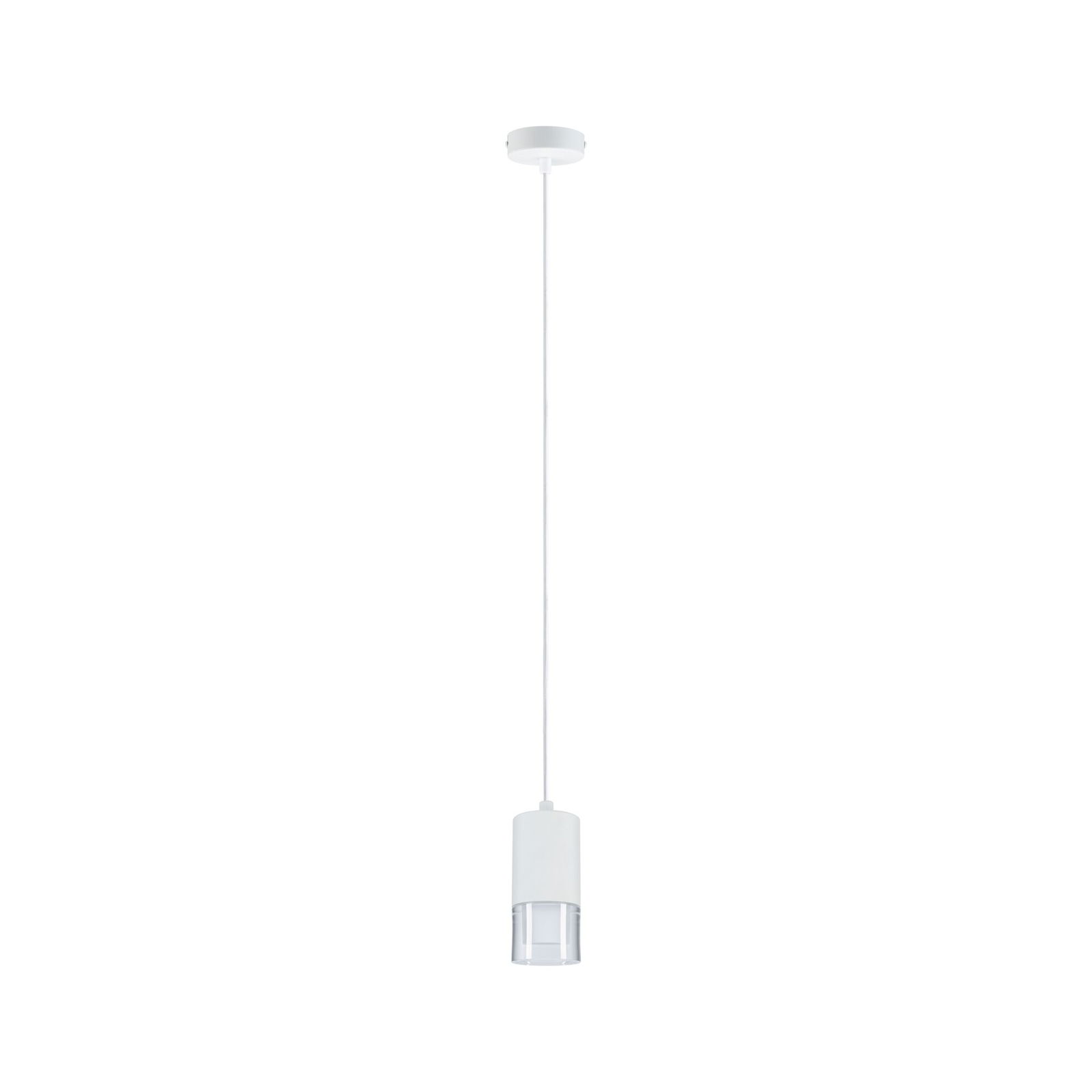 Moderne witte metalen hanglamp met helder glas voor stijlvolle verlichting