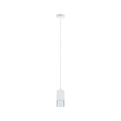 Moderne witte metalen hanglamp met helder glas voor stijlvolle verlichting