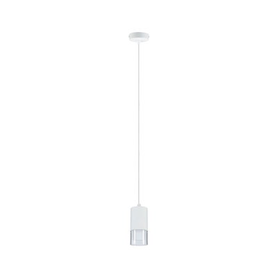 Modern white metal pendant light with clear glass for stylish room illumination