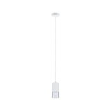 Modern white metal pendant light with clear glass for stylish room illumination