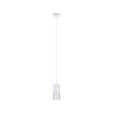 Modern white metal pendant light with clear glass for stylish room illumination