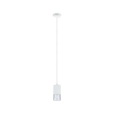 Modern white metal pendant light with clear glass for stylish room illumination