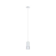 Modern white metal pendant light with clear glass for stylish room illumination