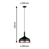 Schwarze Pendelleuchte aus Metall mit kupferfarbenem Rand, 110 cm lang, 30 cm Durchmesser, moderne LED Lampe