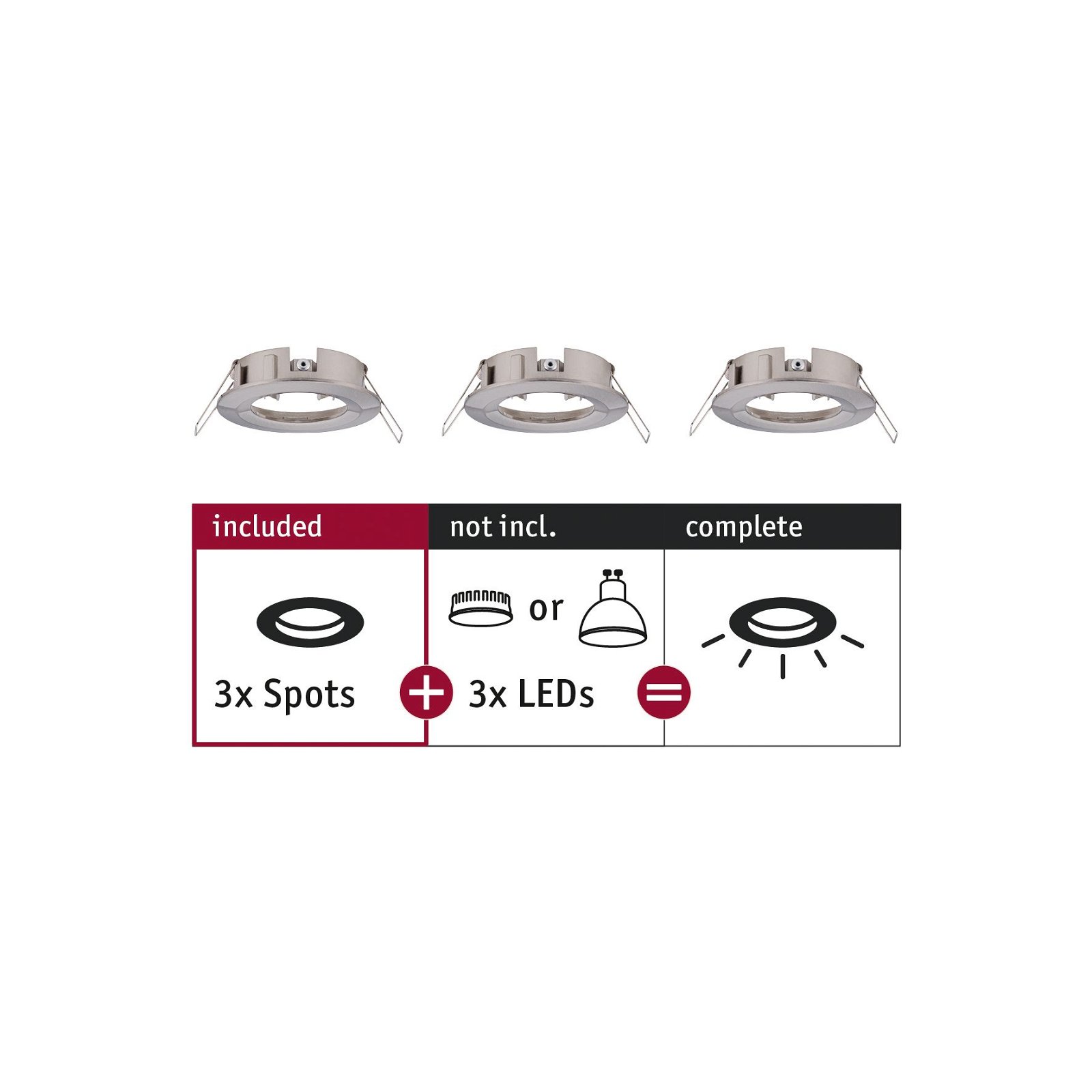 Recessed luminaire Choose Basic Set Rigid IP44 round 78mm max. 3x10W dimmable Brushed iron